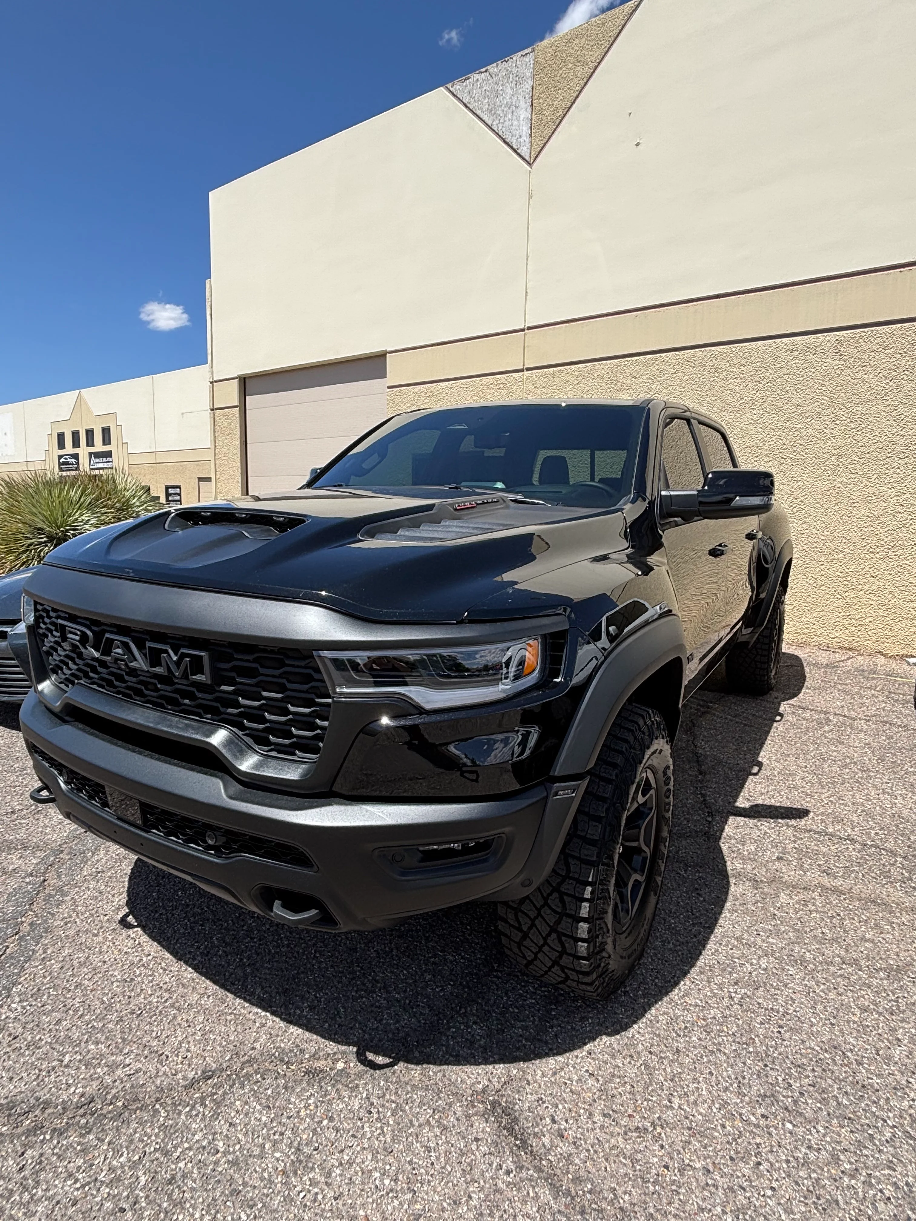 Black Ram TRX truck with professional ceramic window tint applied, showcasing enhanced style in St. George, Southern Utah.