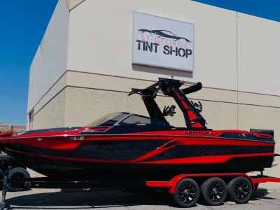 Centurion wake boat with marine window tint at Sand Hollow Utah